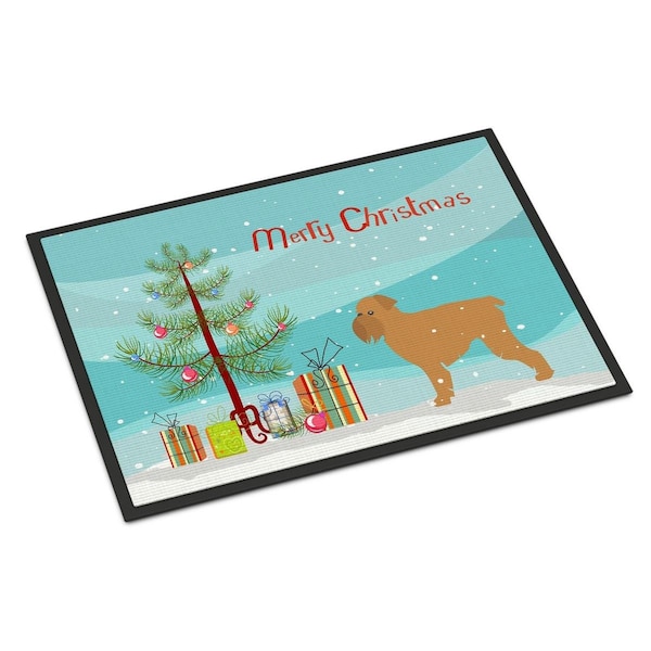 Carolines Treasures Brussels Griffon Merry Christmas Tree Indoor or Outdoor Mat 18x27 BB2958MAT - main